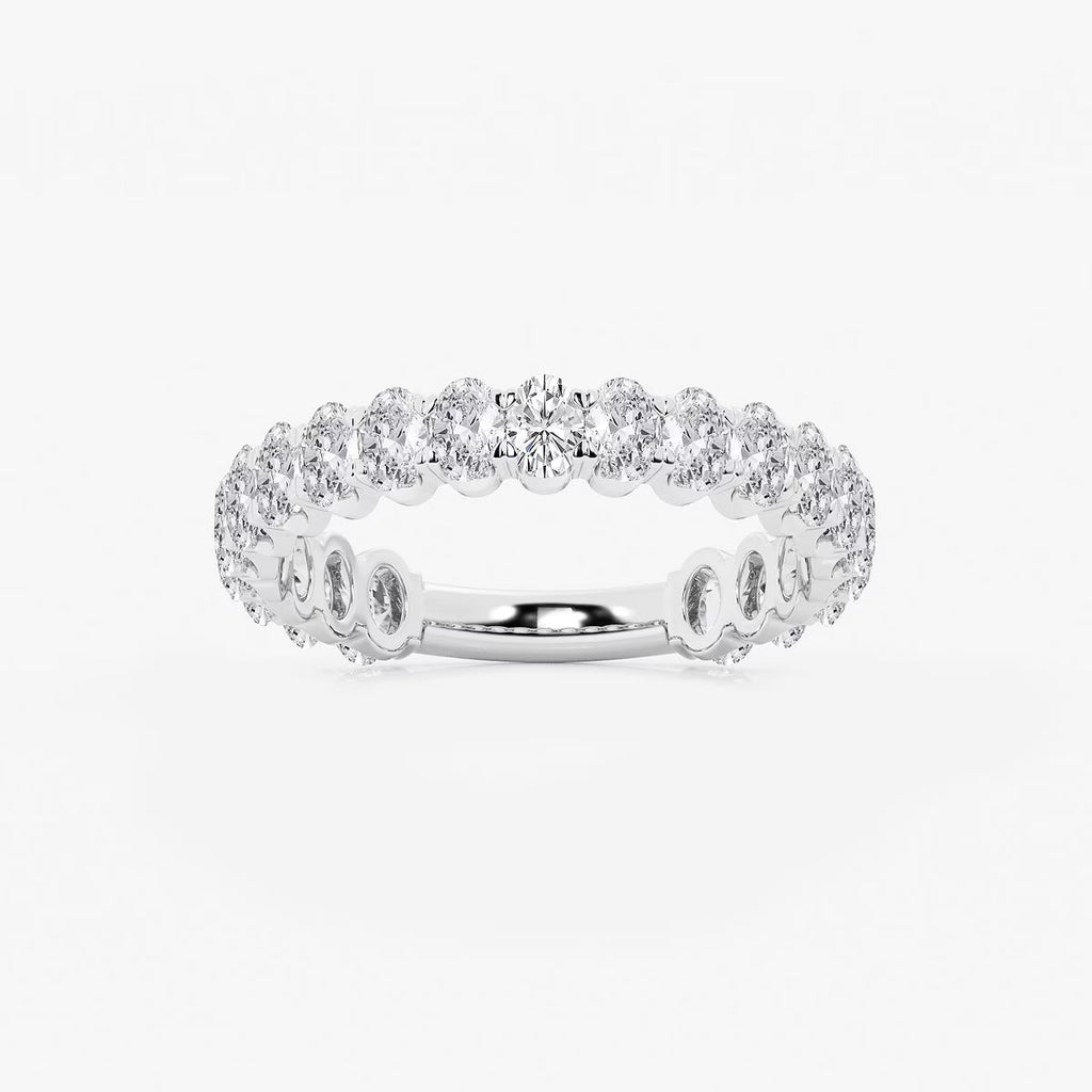 1.50 Ct Oval Diamond Half Cut Eternity Ring Wedding Ring