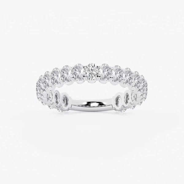 1.50 Ct Oval Diamond Half Cut Eternity Ring Wedding Ring