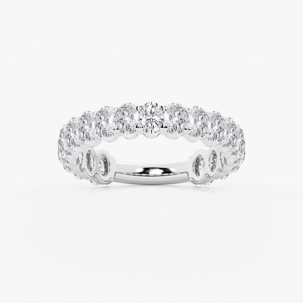 2.00 Ct Oval Diamond Cut Quarter Eternity Ring Wedding Ring