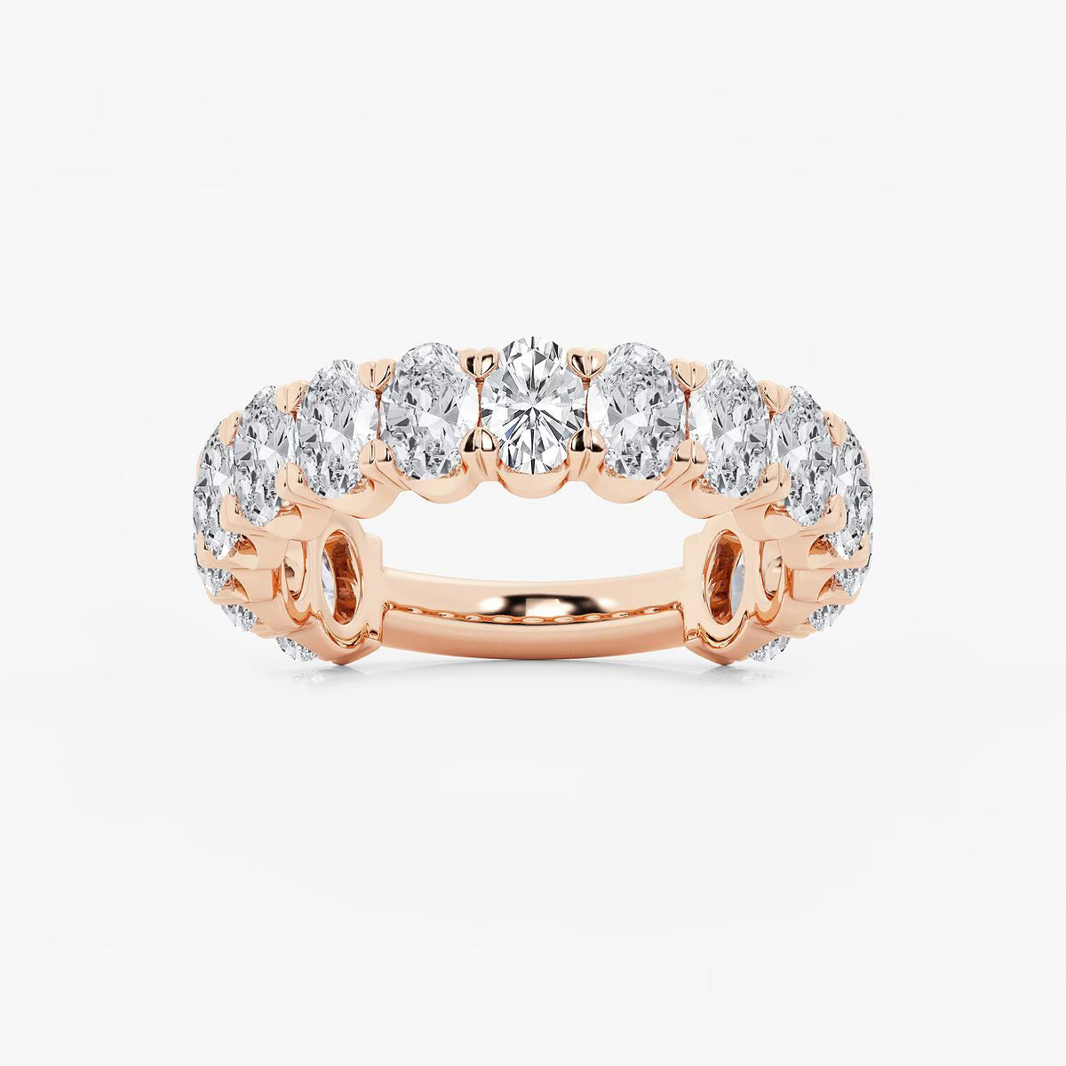 3.00 Ct Oval Half Set Shared Prong Eternity Ring Wedding Ring