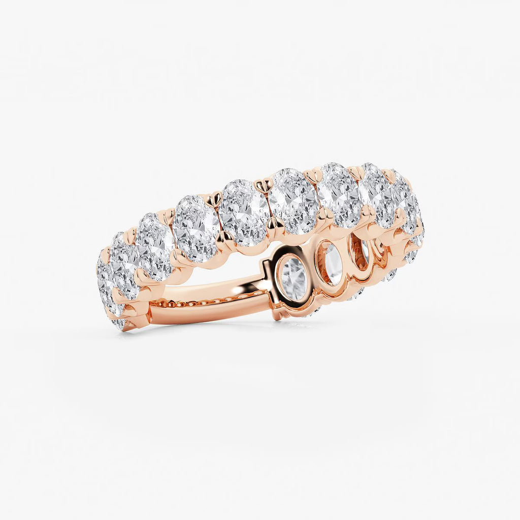 3.00 Ct Oval Half Set Shared Prong Eternity Ring Wedding Ring