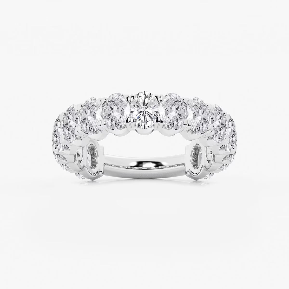 3.00 Ct Oval Half Set Shared Prong Eternity Ring Engagement Ring