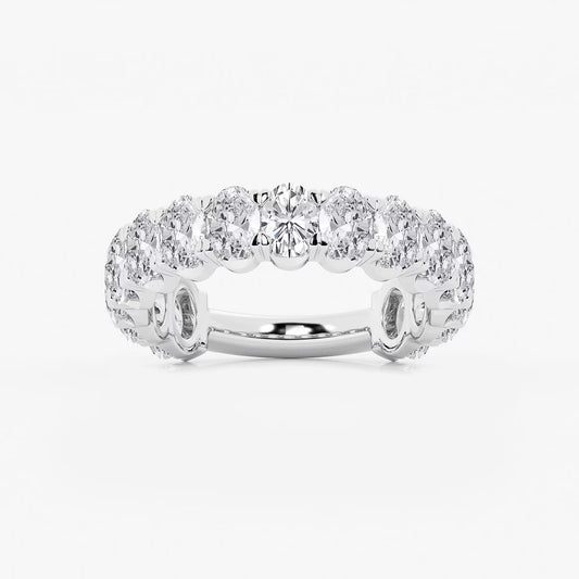 3.00 Ct Oval Half Set Shared Prong Eternity Ring Engagement Ring