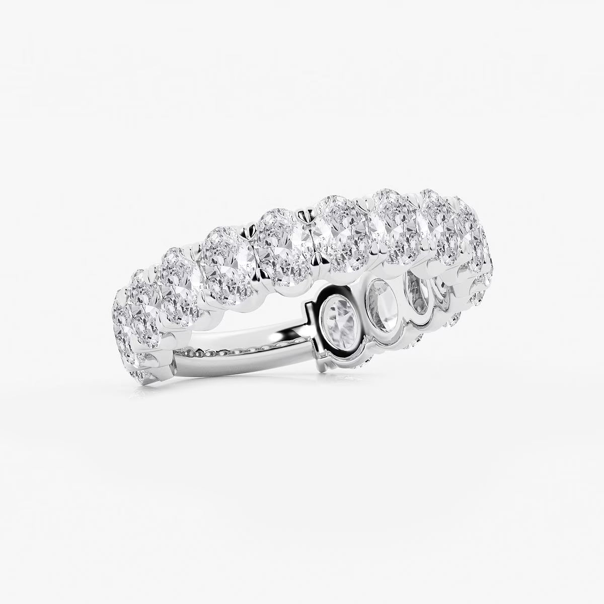 3.00 Ct Oval Half Set Shared Prong Eternity Ring Wedding Ring