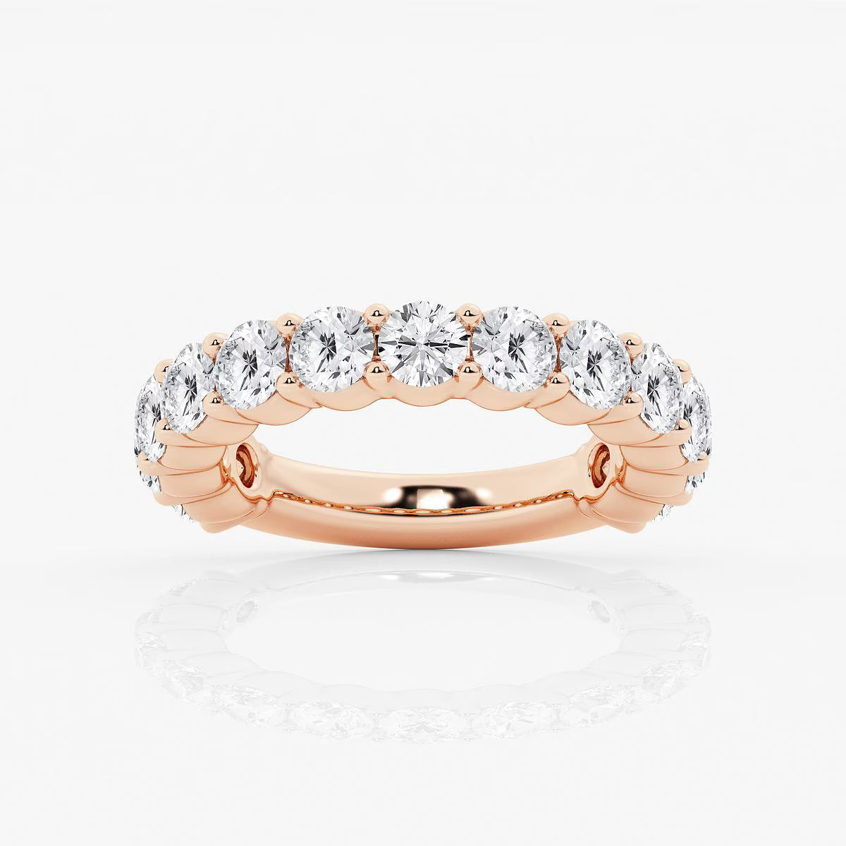 3.00 Ct Round Prong Set Half Diamond Eternity Wedding Ring