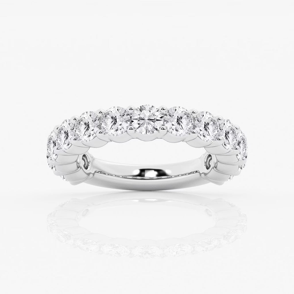 3.00 Ct Round Prong Set Half Diamond Eternity Wedding Ring