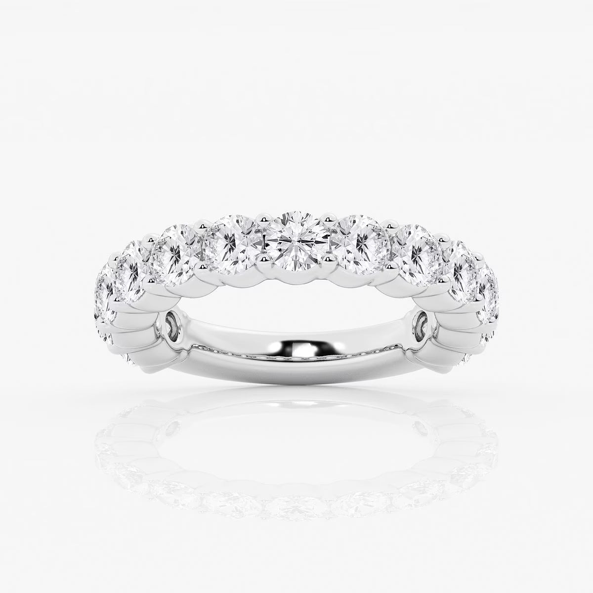 3.00 Ct Round Prong Set Half Diamond Eternity Wedding Ring