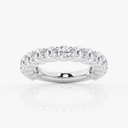 3.00 Ct Round Prong Set Half Diamond Eternity Engagement Ring