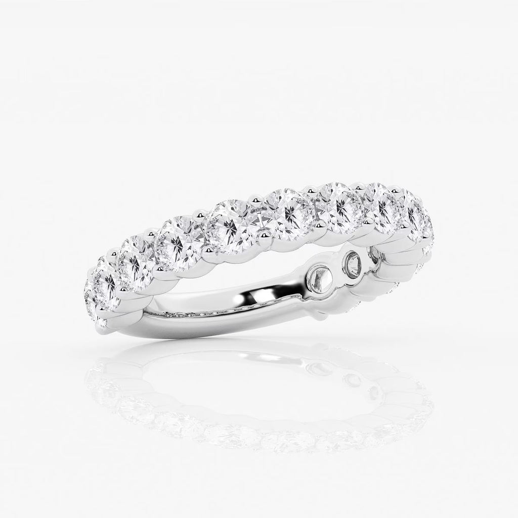 3.00 Ct Round Prong Set Half Diamond Eternity Wedding Ring