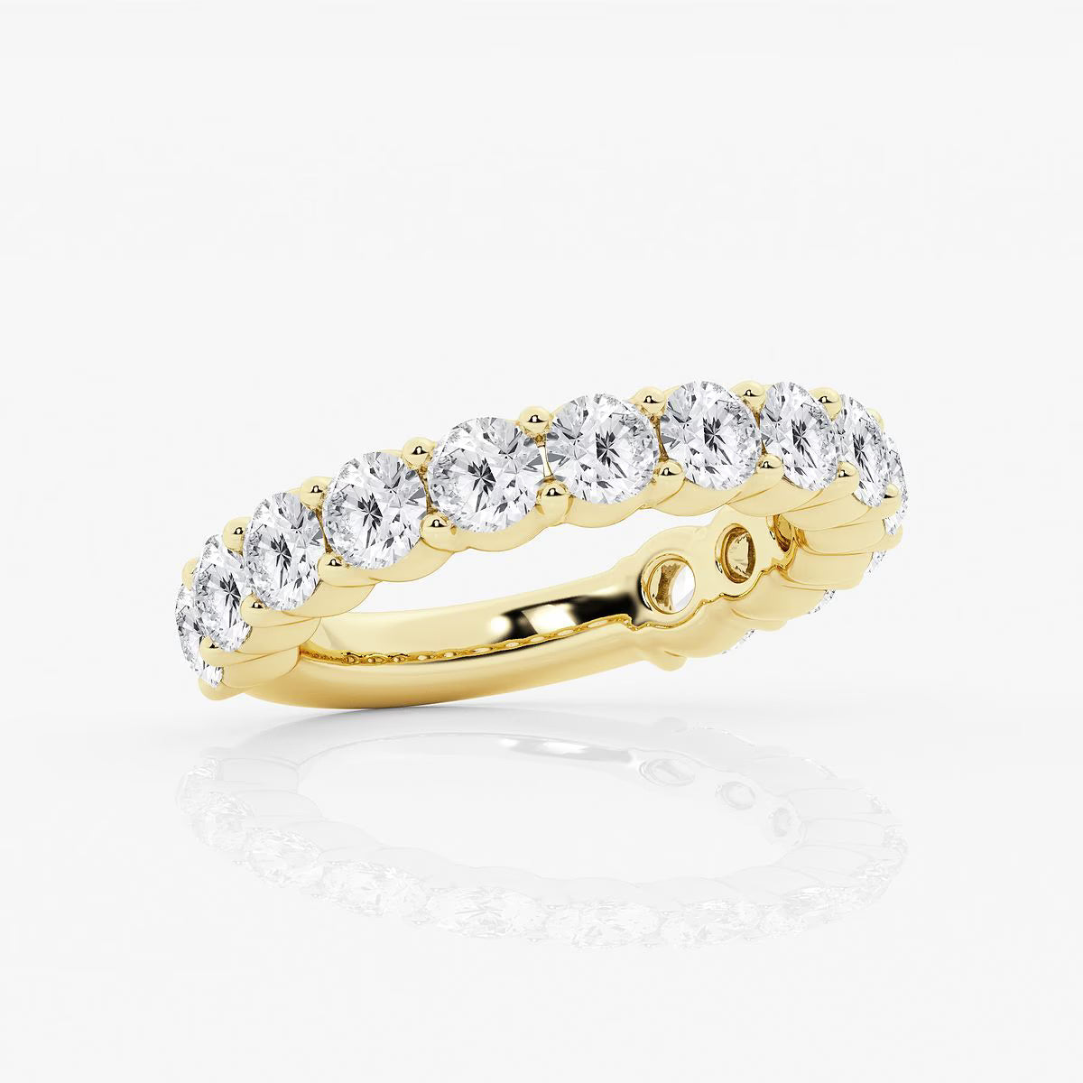 3.00 Ct Round Prong Set Half Diamond Eternity Wedding Ring