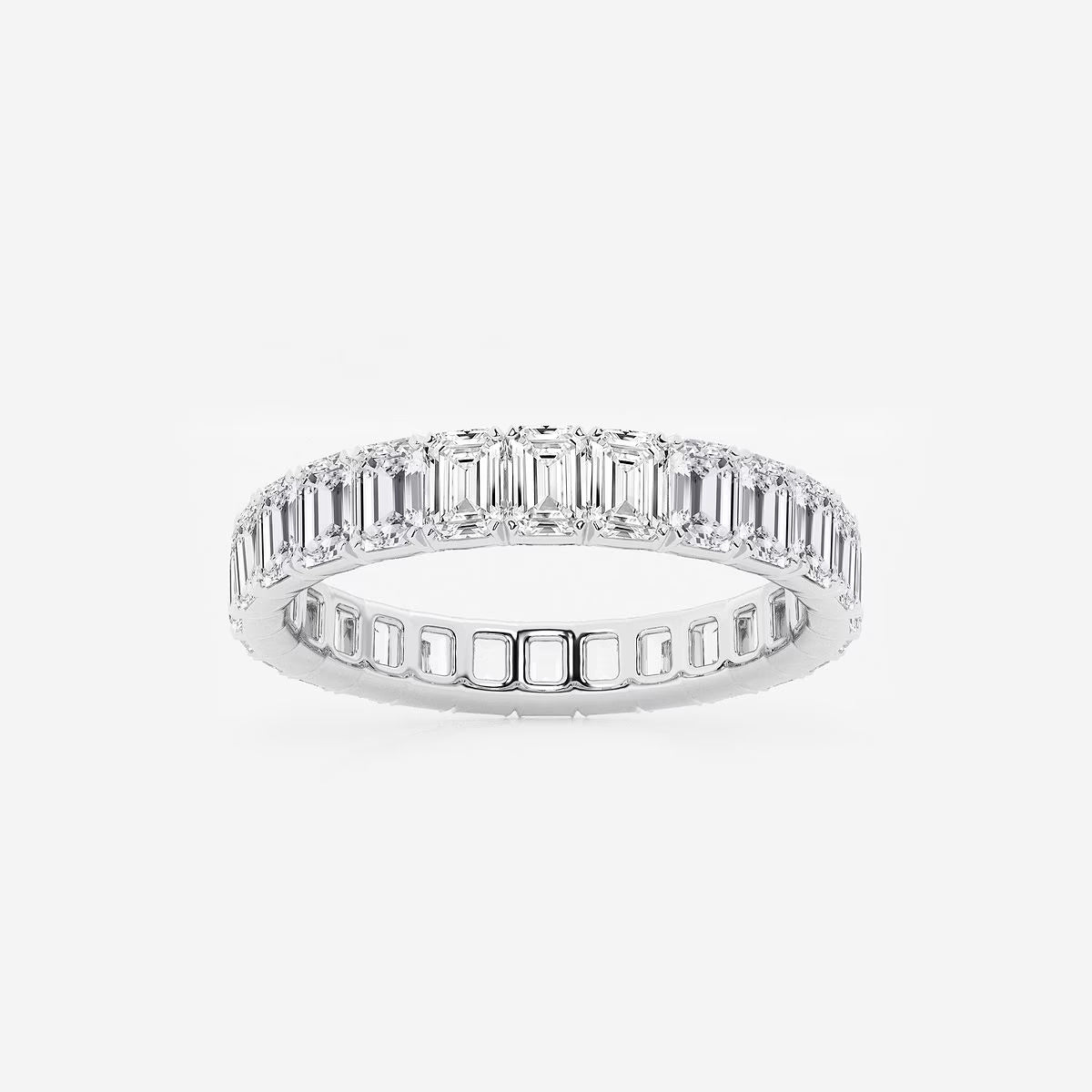 2.00 Ct Emerald Diamond Eternity Band (North-South Set) Prong Set Wedding Ring
