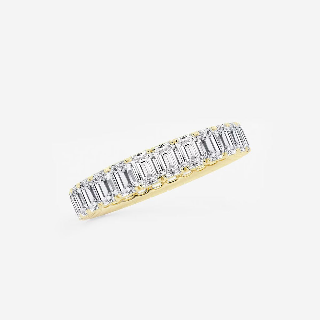 2.00 Ct Emerald Diamond Eternity Band (North-South Set) Prong Set Wedding Ring