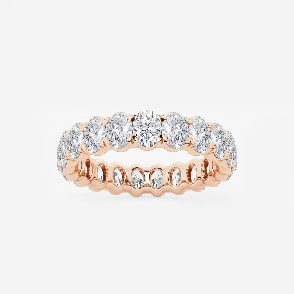 4.00 Ct Oval Diamond Eternity Band (North-South Set) Prong Set Engagement Ring