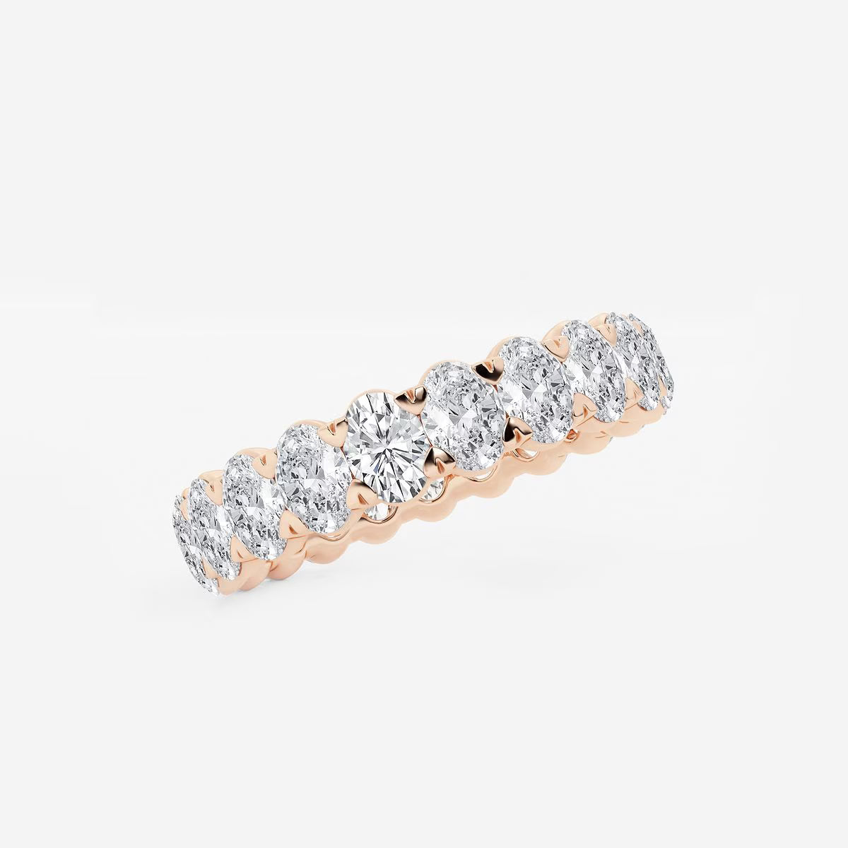 4.00 Ct Oval Diamond Eternity Band (North-South Set) Prong Set Engagement Ring