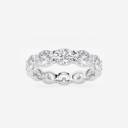 5.00 Ct Oval Diamond Eternity Band (East-West Set) Prong Set Engagement Ring