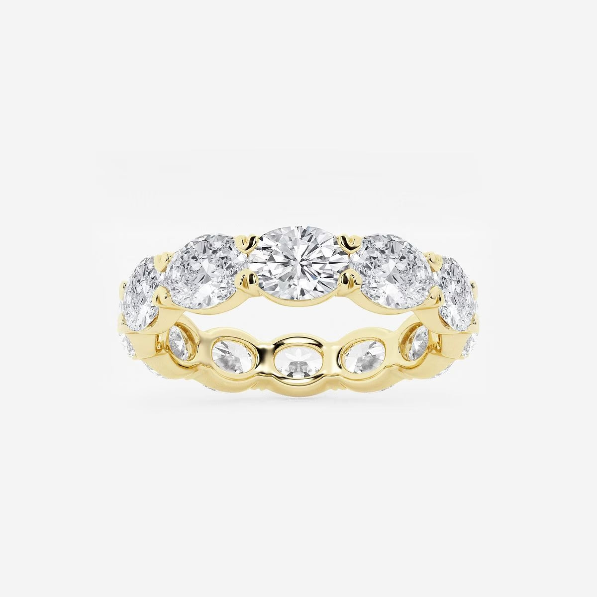 5.00 Ct Oval Diamond Eternity Band (East-West Set) Prong Set Engagement Ring