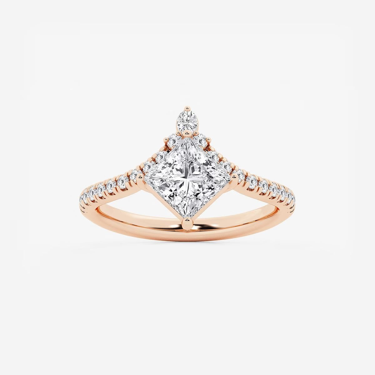 1.85 ctw Princess Heidi Lab Grown Diamond Chevron Engagement Ring with Side Accents