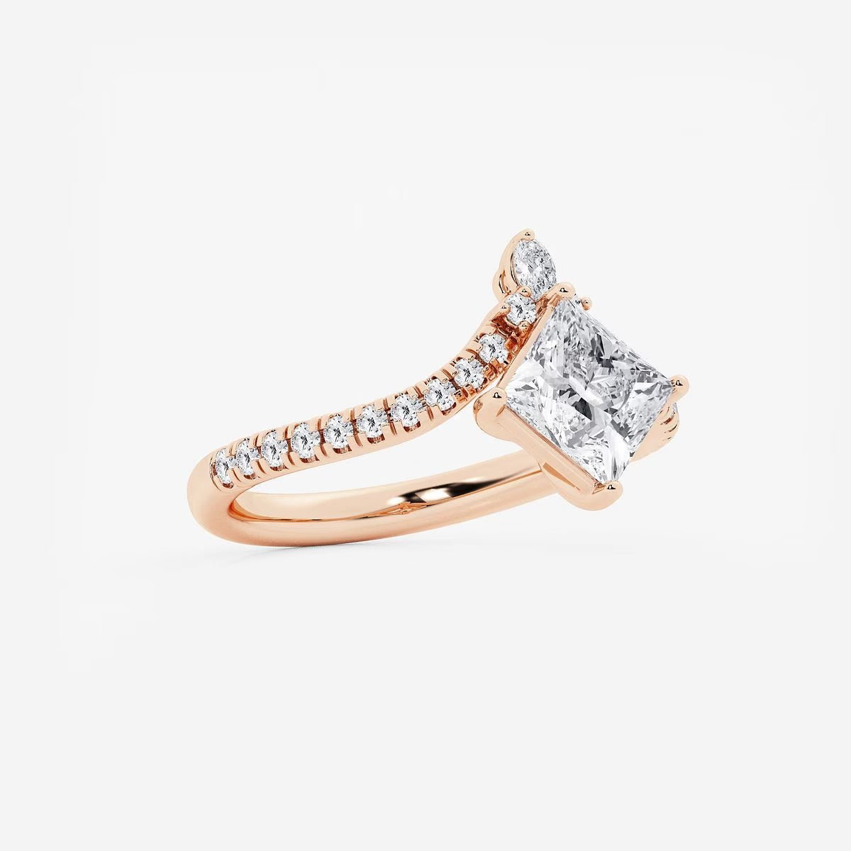 1.85 ctw Princess Heidi Lab Grown Diamond Chevron Engagement Ring with Side Accents