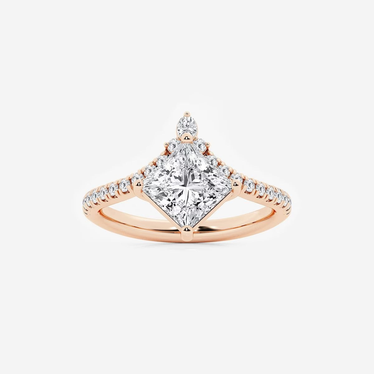 2.35 ctw Princess Heidi Lab Grown Diamond Chevron Engagement Ring with Side Accents