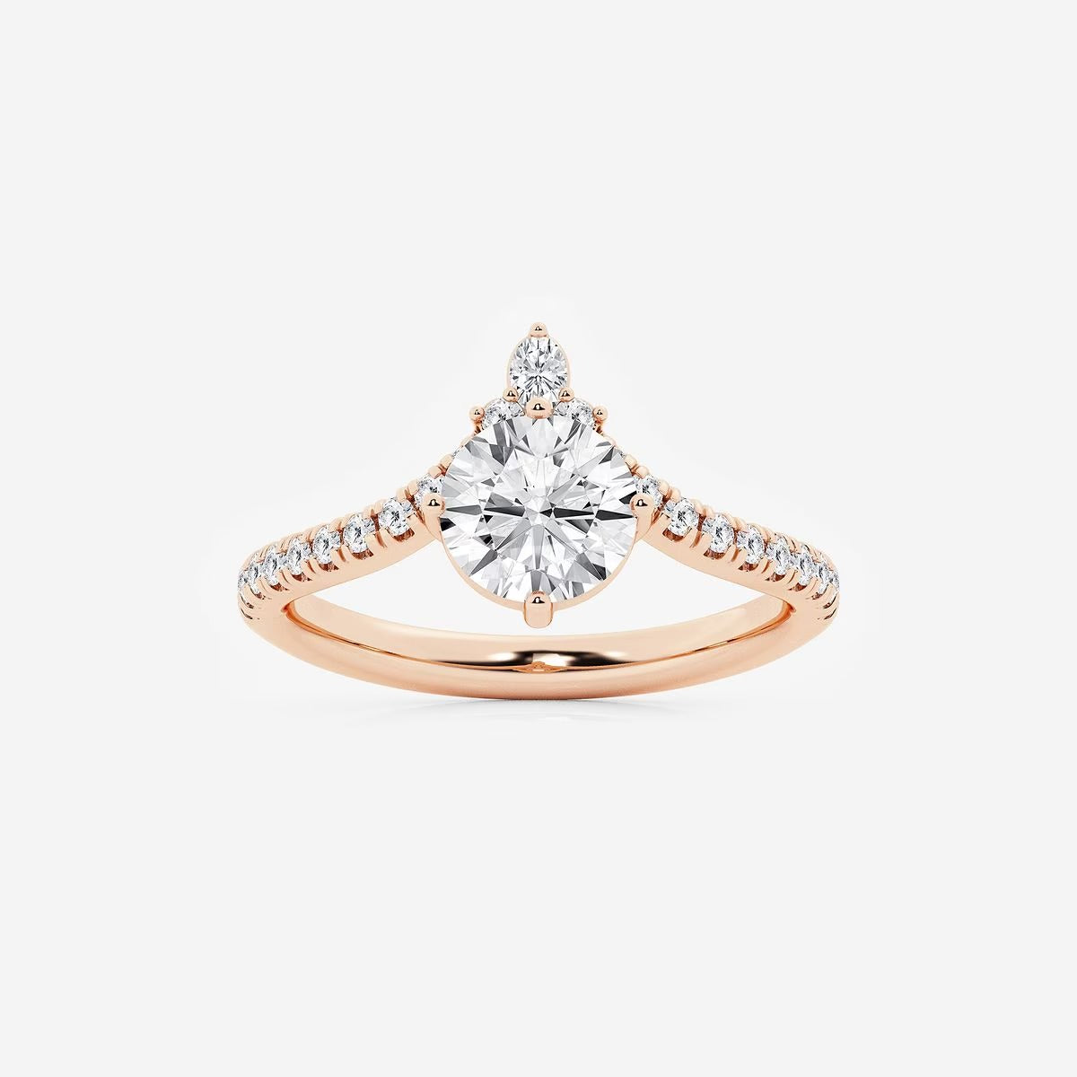 1.85 ctw Round Heidi Lab Grown Diamond Chevron Engagement Ring with Side Accents