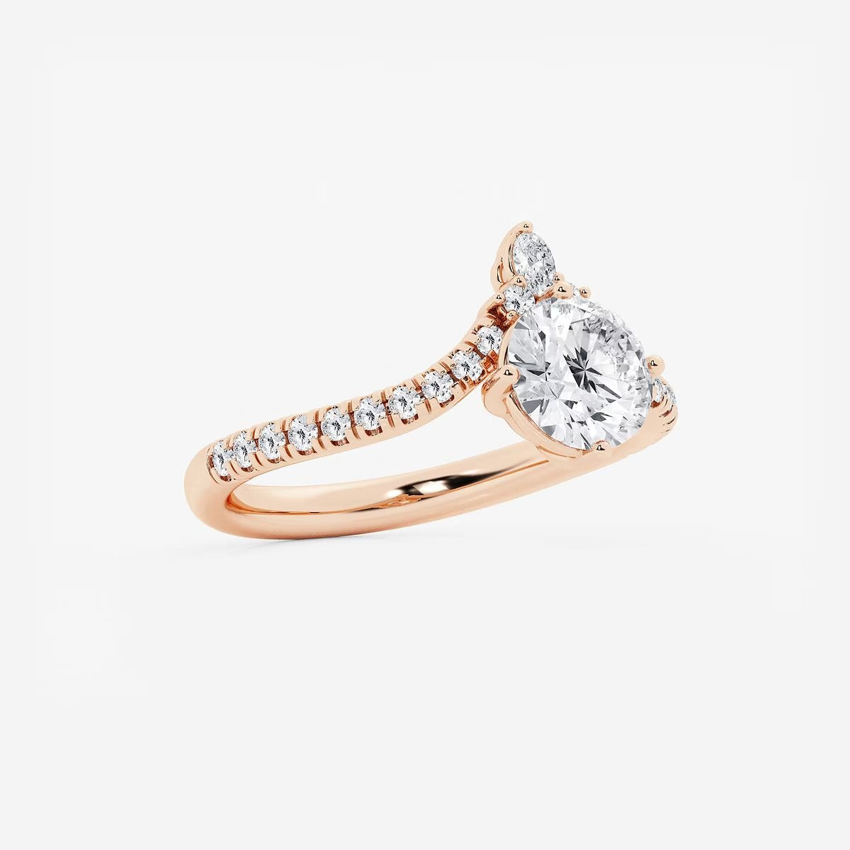 1.85 ctw Round Heidi Lab Grown Diamond Chevron Engagement Ring with Side Accents