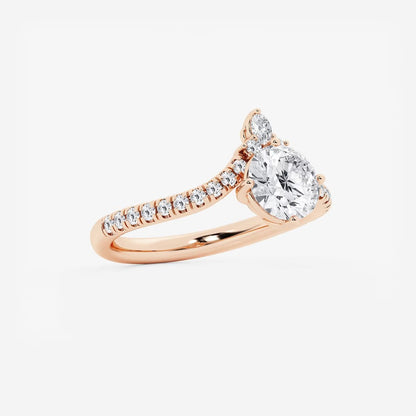 1.85 ctw Round Heidi Lab Grown Diamond Chevron Engagement Ring with Side Accents