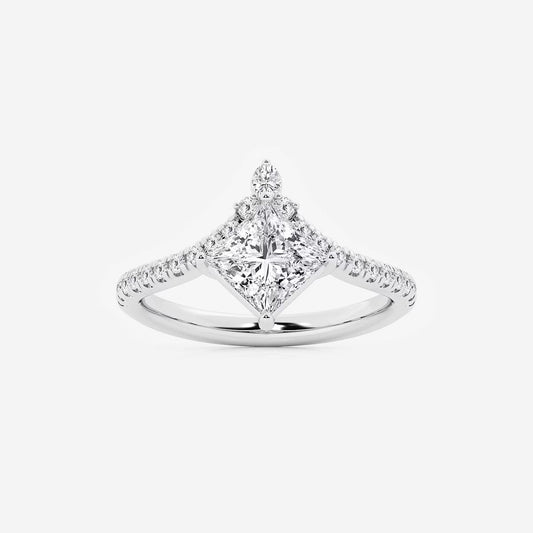1.85 ctw Princess Heidi Lab Grown Diamond Chevron Engagement Ring with Side Accents