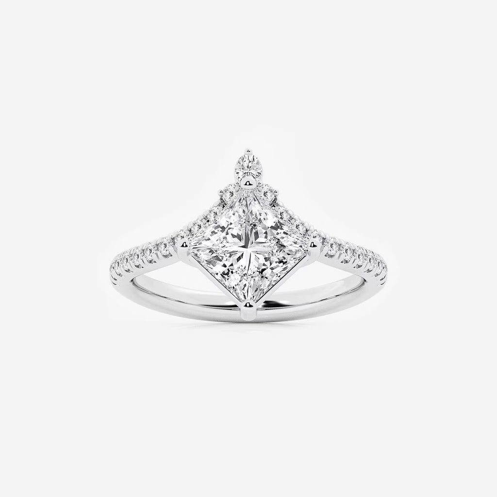 2.35 ctw Princess Heidi Lab Grown Diamond Chevron Engagement Ring with Side Accents