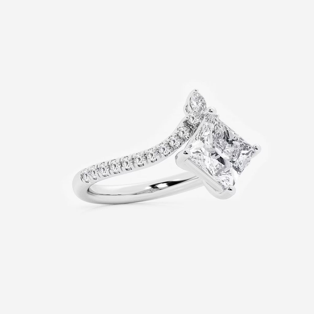 2.35 ctw Princess Heidi Lab Grown Diamond Chevron Engagement Ring with Side Accents