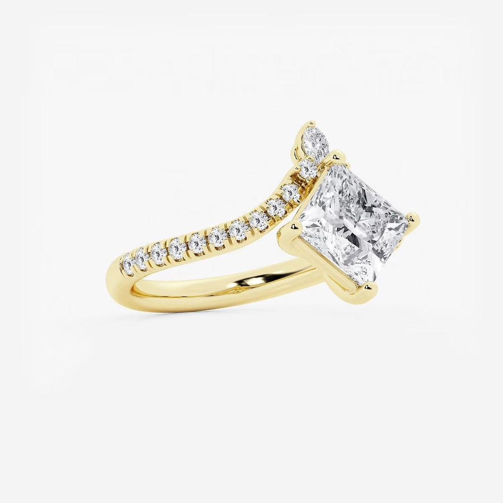 2.35 ctw Princess Heidi Lab Grown Diamond Chevron Engagement Ring with Side Accents