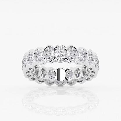 2.00 Ct Oval Diamond Half Bezel Set Eternity Band Prong Set Engagement Ring