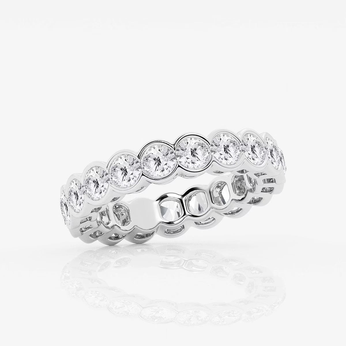 3.00 Ct Round Half Bezel Set Eternity Band Wedding Ring