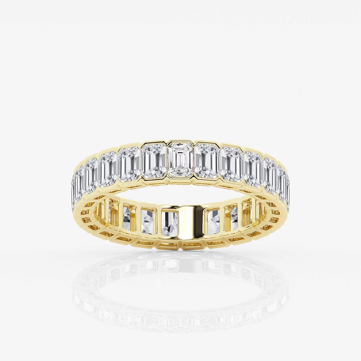 3.00 Ct Emerald Diamond Half Bezel Set Eternity Band Prong Set Wedding Ring