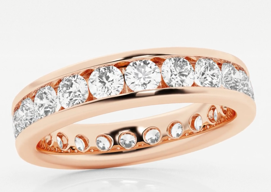 3.00 Ct Round Diamond Channel Paved Eternity Wedding Ring