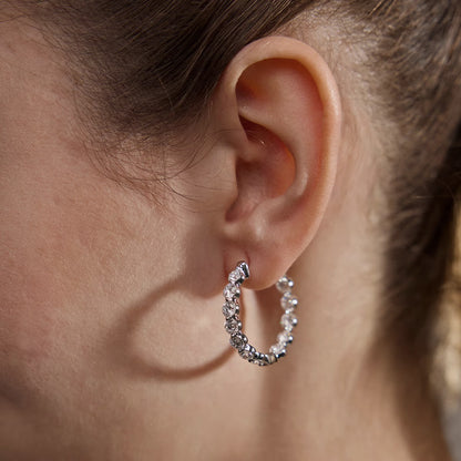 2 Ct Round Lab Grown Diamond Inside Out Floating Hoop Earrings