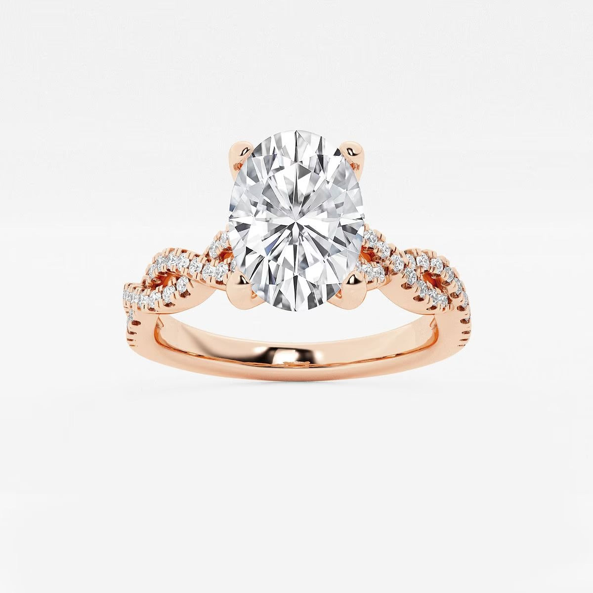 4.30 Ctw Oval Lab Grown Diamond Double Twist Engagement Ring