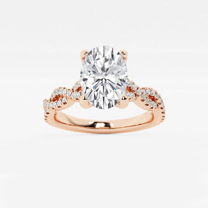 4.30 Ctw Oval Lab Grown Diamond Double Twist Engagement Ring