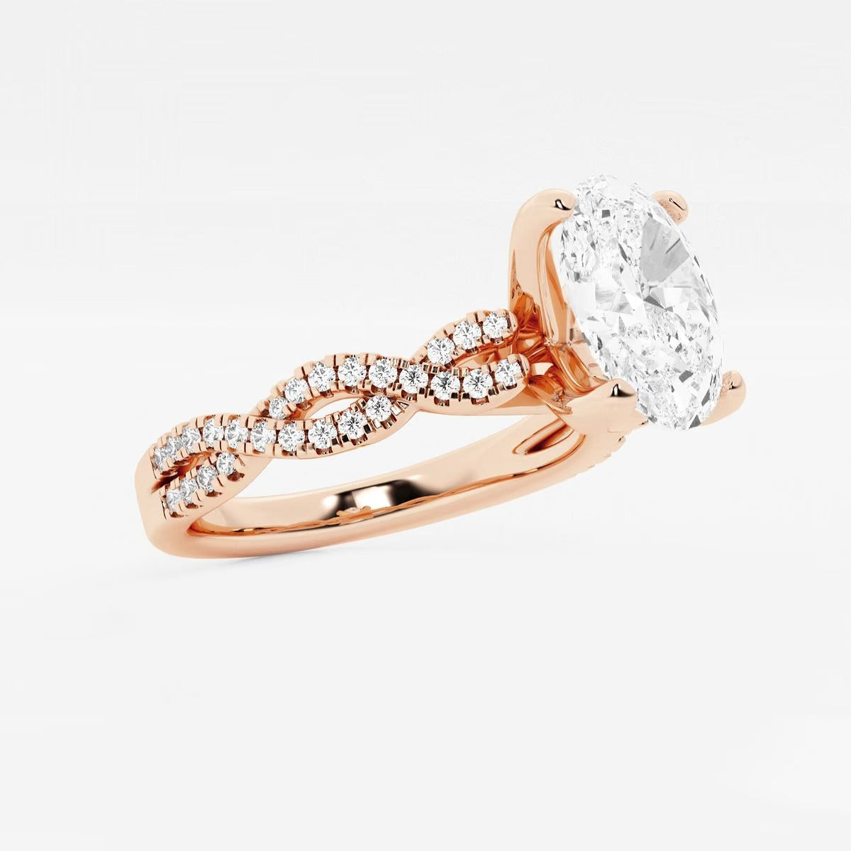 5.30 Ctw Oval Lab Grown Diamond Double Twist Engagement Ring