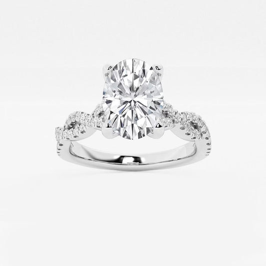 3.25 Ctw Oval Lab Grown Diamond Double Twist Engagement Ring
