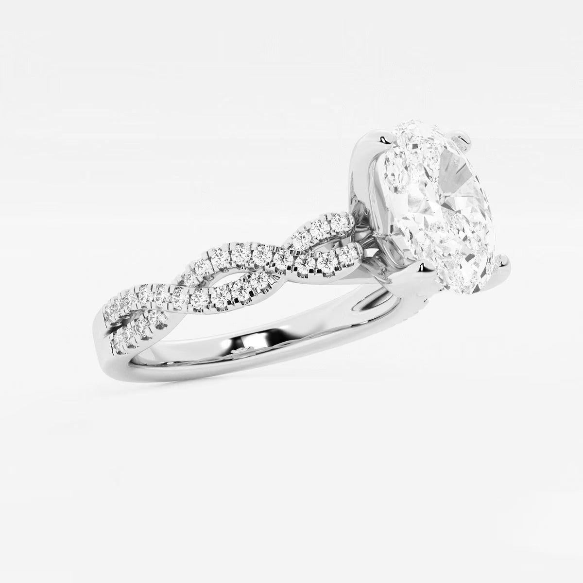 4.30 Ctw Oval Lab Grown Diamond Double Twist Engagement Ring