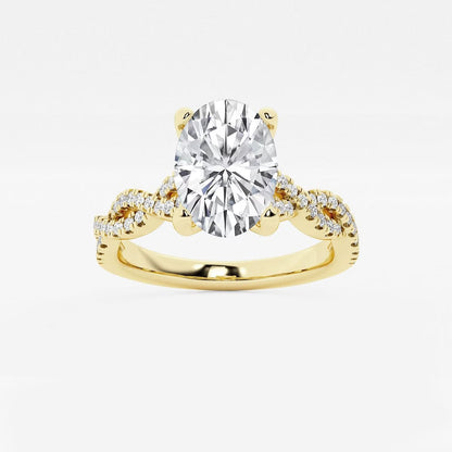 2.25 Ctw Oval Lab Grown Diamond Double Twist Engagement Ring