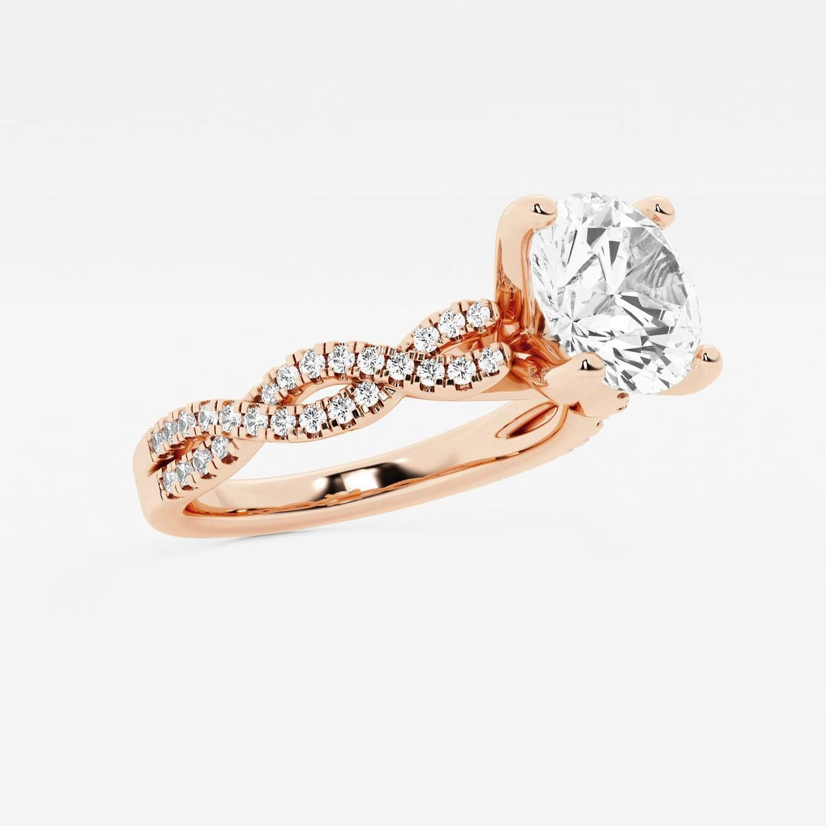 4.30 Ctw Round Lab Grown Diamond Double Twist Engagement Ring