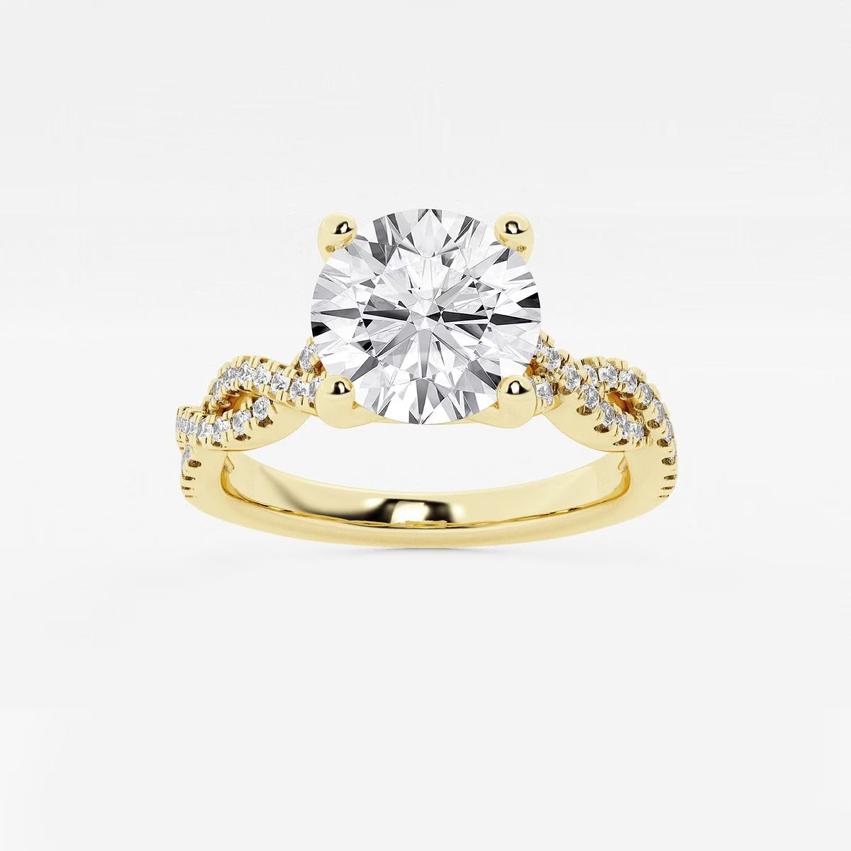 4.30 Ctw Round Lab Grown Diamond Double Twist Engagement Ring