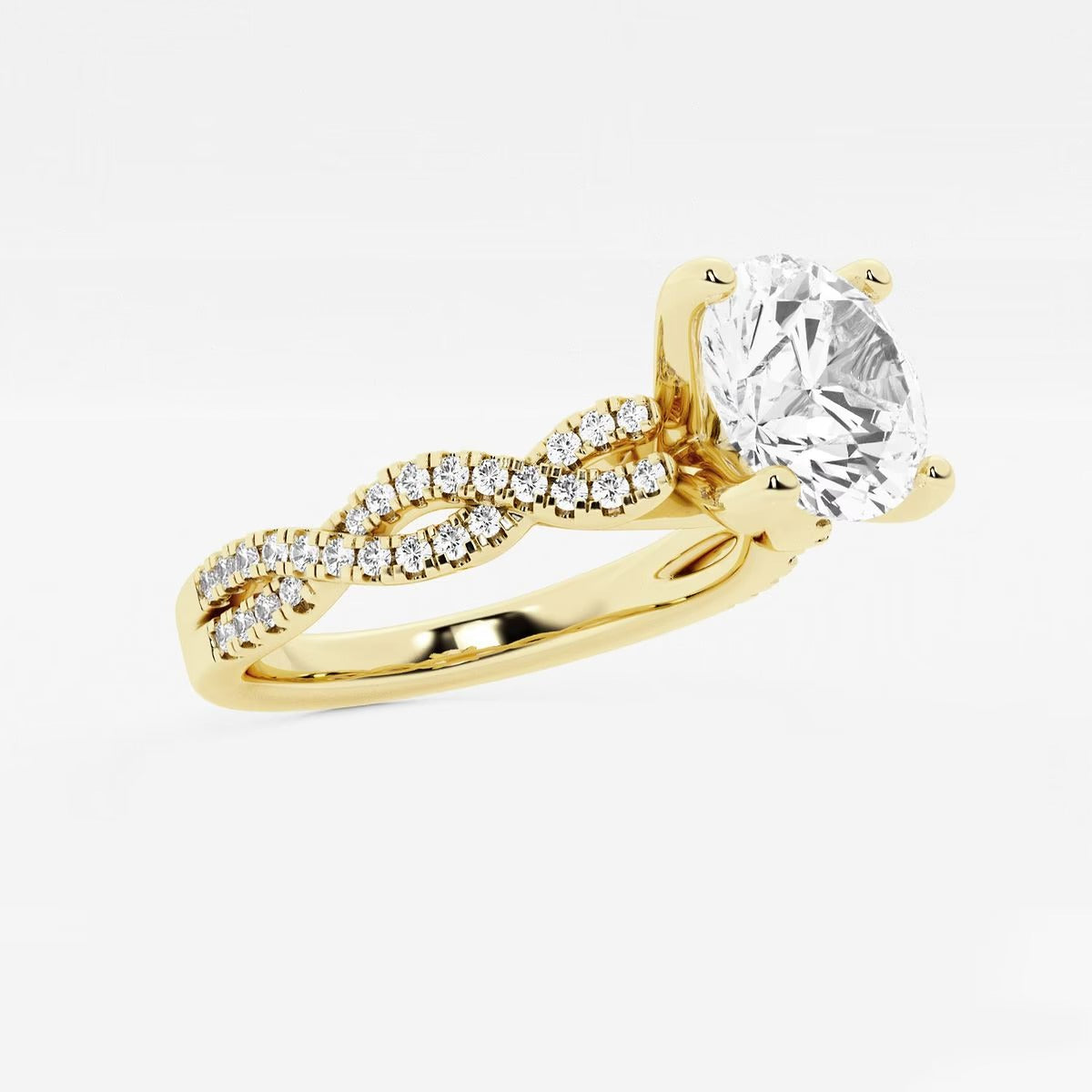 3.80 Ctw Round Lab Grown Diamond Double Twist Engagement Ring