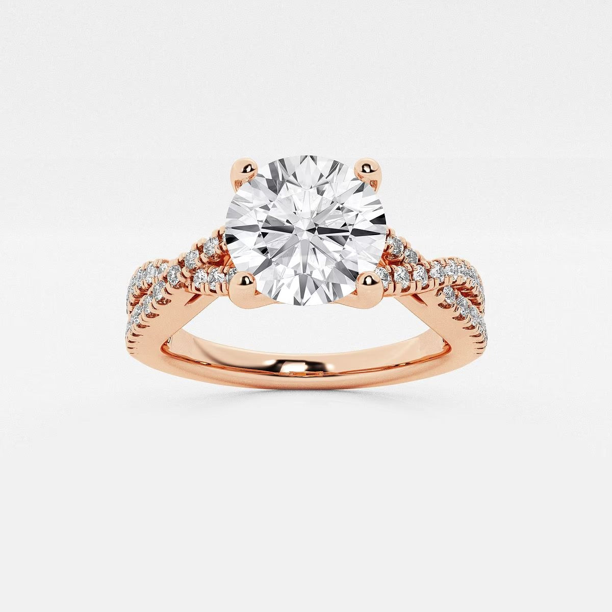 2.75 Ctw Round Lab Grown Diamond Double Twist Engagement Ring