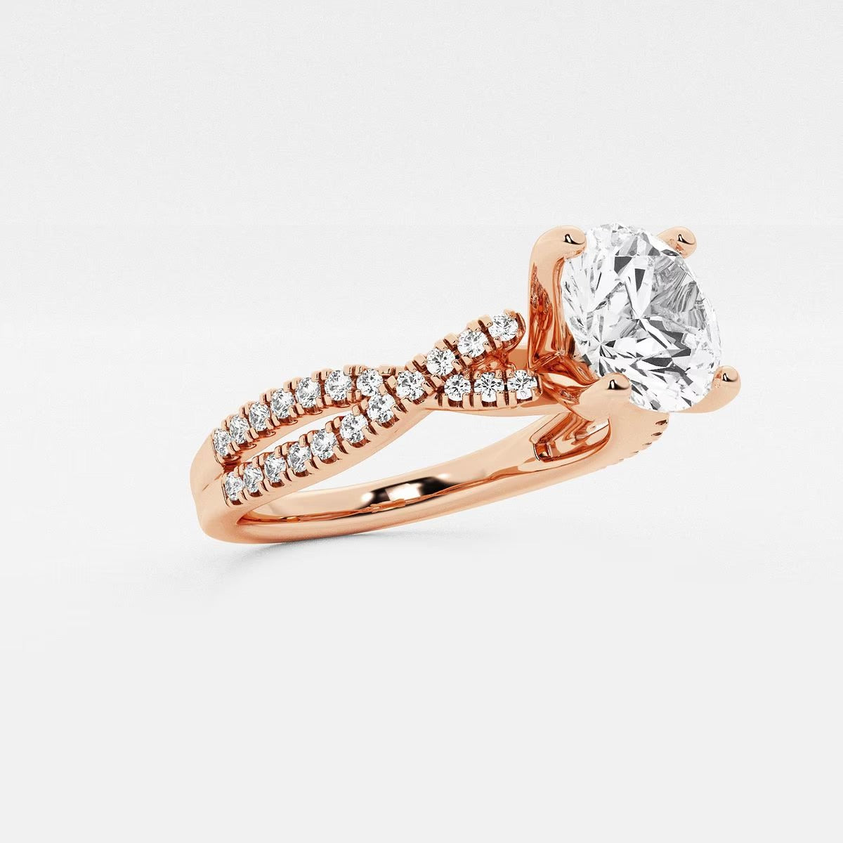 2.75 Ctw Round Lab Grown Diamond Double Twist Engagement Ring