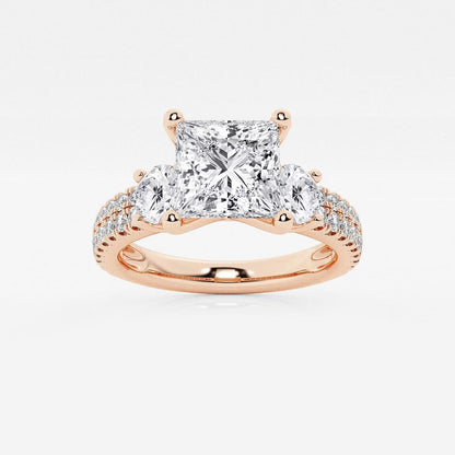 1.75 ctw Princess Lab Grown Diamond Engagement Ring with Double Row Side