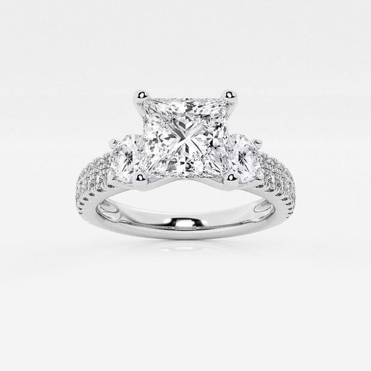 1.75 ctw Princess Lab Grown Diamond Engagement Ring with Double Row Side