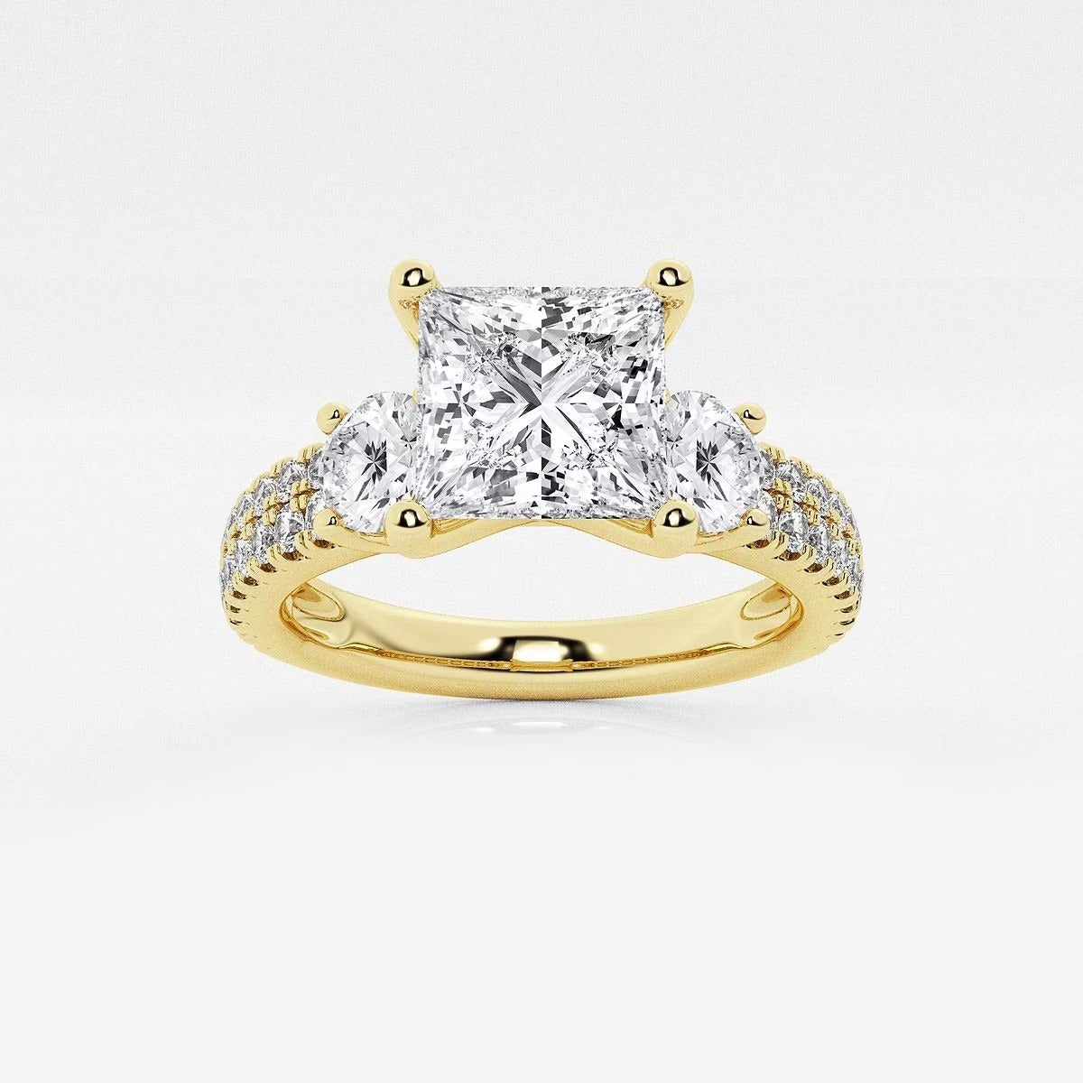 1.75 ctw Princess Lab Grown Diamond Engagement Ring with Double Row Side