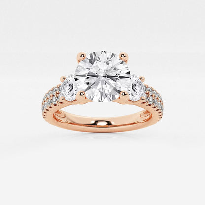 1.75 ctw Round Lab Grown Diamond Engagement Ring with Double Row Side